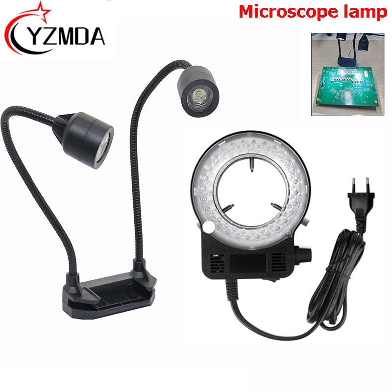 YIZHAN LED โคมไฟ Lamp แหวนปรับความสว่างได้ 2 หัวกล้องจุลทรรศน์เครื่องมือวัดแส