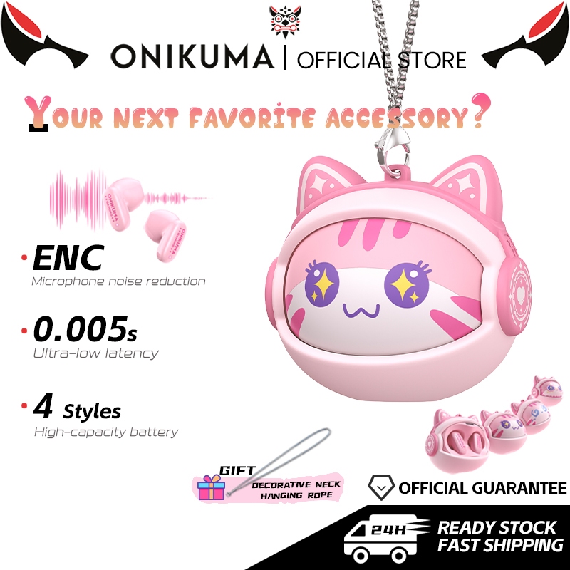 ONIKUMA หูฟังสีชมพูหูฟังบลูทูธไร้สายไฮไฟสเตอริโอพร้อมไมโครโฟนหูฟังลดเสียงรบกวน ENC