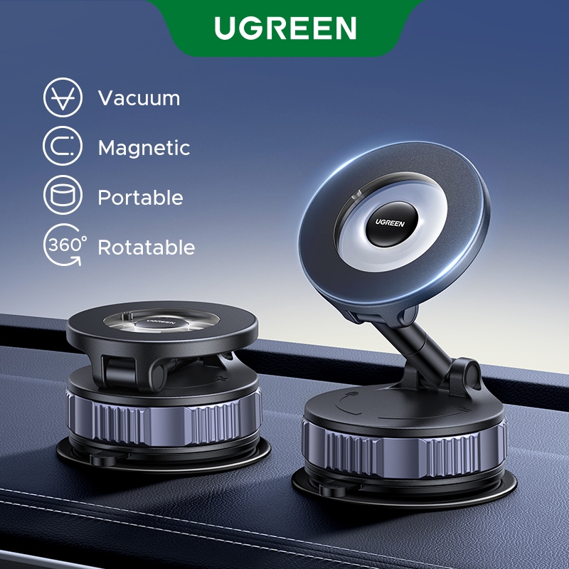 UGREEN ที่วางโทรศัพท์แม่เหล็กสูญญากาศ แบบพกพา 360° ที่วางโทรศัพท์ในรถยนต์แบบหมุนได้สําหรับซีรีส์ iPhone12-17