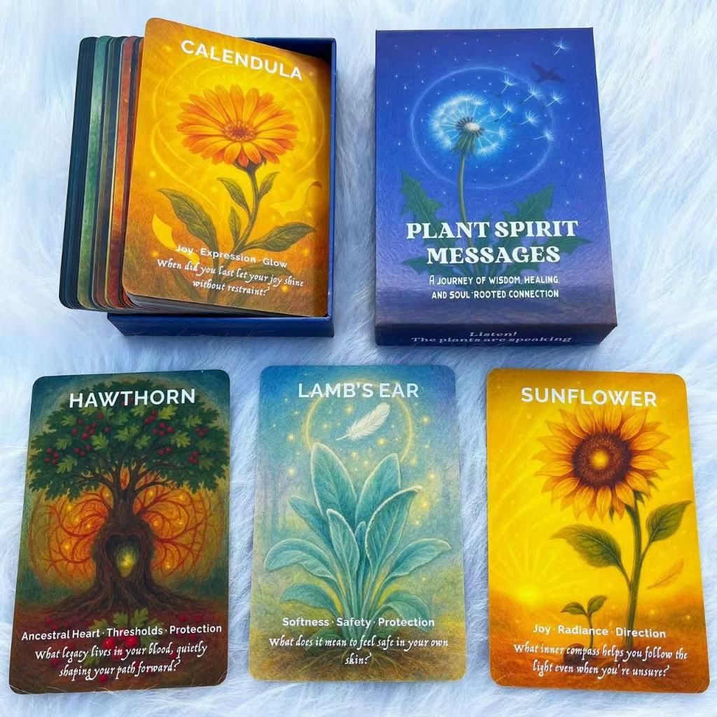 [คลังสินค้าพร้อม] Plant Spirit 12X8CM Dandelion Oracle Card Plant Spirit Messages Oracle English Boa