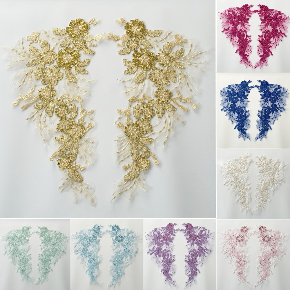วัสดุประดับชุดแต่งงานและDIY: เลื่อมดอกไม้, พู่ลูกไม้, applique และ trims สำหรับการตกแต่งเสื้อผ้า