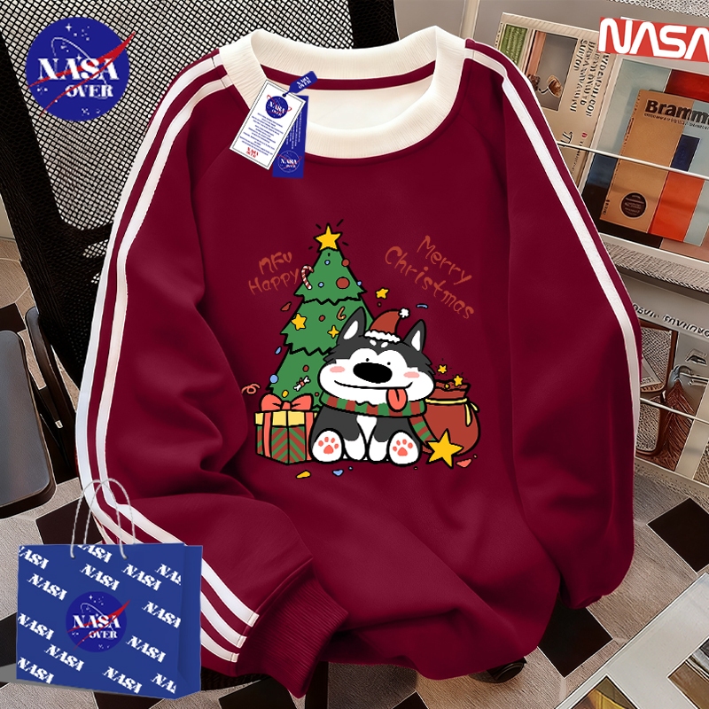 【จัดส่งจากกรุงเทพฯ】🔥NASA Christmas🎅ฤดูใบไม้ร่วง oversize แขนยาว ลายต้นคริสต์มาส🎄