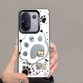 เคส Vivo V60 V50 V40 V50 Lite V30 Y200 Y19S V29 V29E 5G เคส Vivo V40 V30 Pro เคสน่ารักแมวการ์ตูนสุนัขกันกระแทกพร้อมแผ่นรองหลังซิลิโคนนุ่มขอบโทรศัพท์สําหรับนักเรียนหญิง