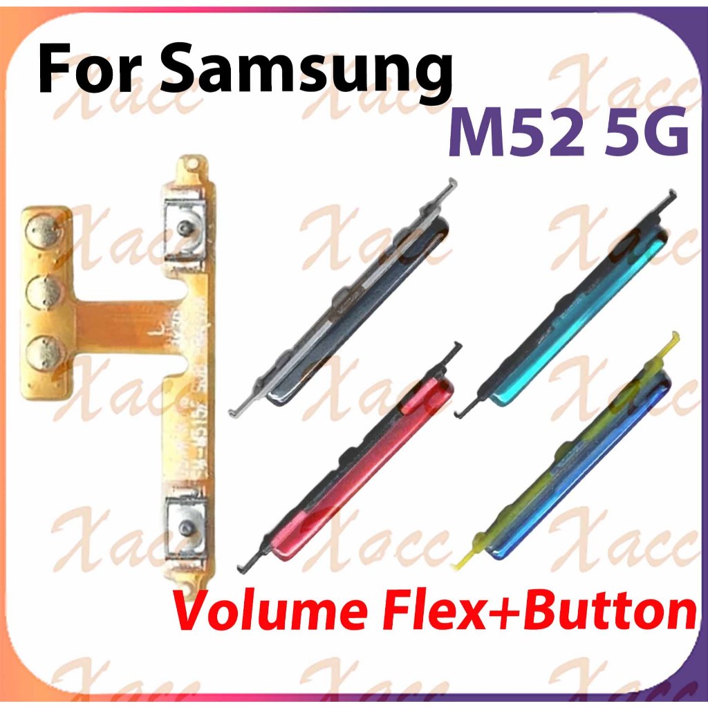 สําหรับ Samsung Galaxy M52 5G M526 ปุ่มปรับระดับเสียงไฟ Flex Cable พร้อม ON OFF ด้านข้าง Key Output Ribbon Repair Part เปลี่ยนการติดตั้งโทรศัพท์