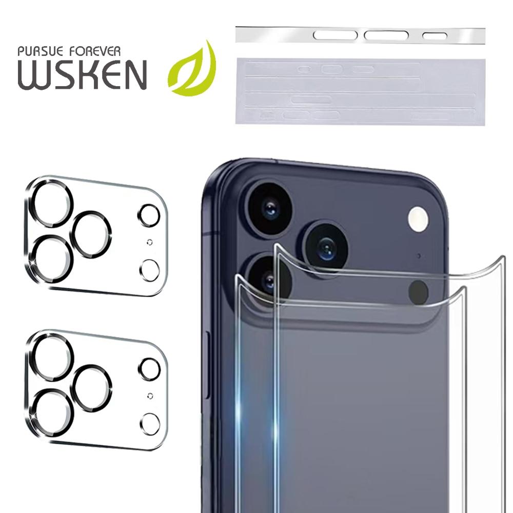 [6pcs] WSKEN ฟิล์มไฮโดรเจล iPhone 17ProMax/16ProMax โปร่งใส กันรอย ติดตั้งง่าย ไอโฟน 15ProMax ไฮโดรเจล ฟิล์มด้านหลัง เลนส์ ด้านข้าง iPhone 17 16 15 ฟิล์ม