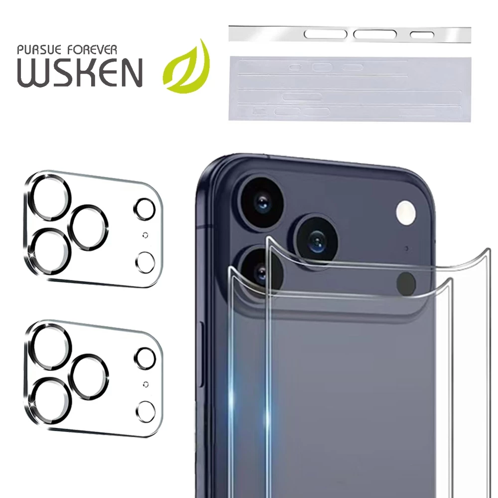 [6pcs] WSKEN ฟิล์มไฮโดรเจล iPhone 17ProMax/16ProMax โปร่งใส กันรอย ติดตั้งง่าย ไอโฟน 15ProMax ไฮโดรเจล ฟิล์มด้านหลัง เลนส์ ด้านข้าง iPhone 17 16 15 ฟิล์ม