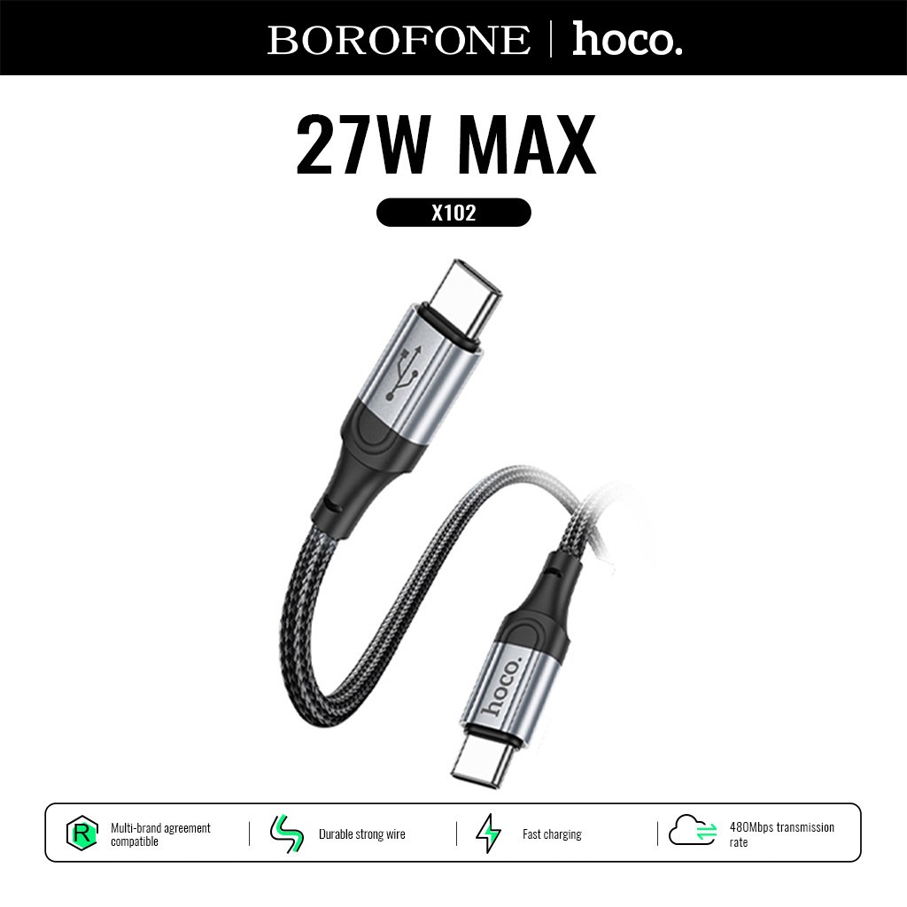 hoco. X102 Charging Data Cable สายชาร์จคุณภาพสูง รองรับกระเเสไฟ 2.4A ชาร์จเร็วโอนถ่ายข้อมูลได้