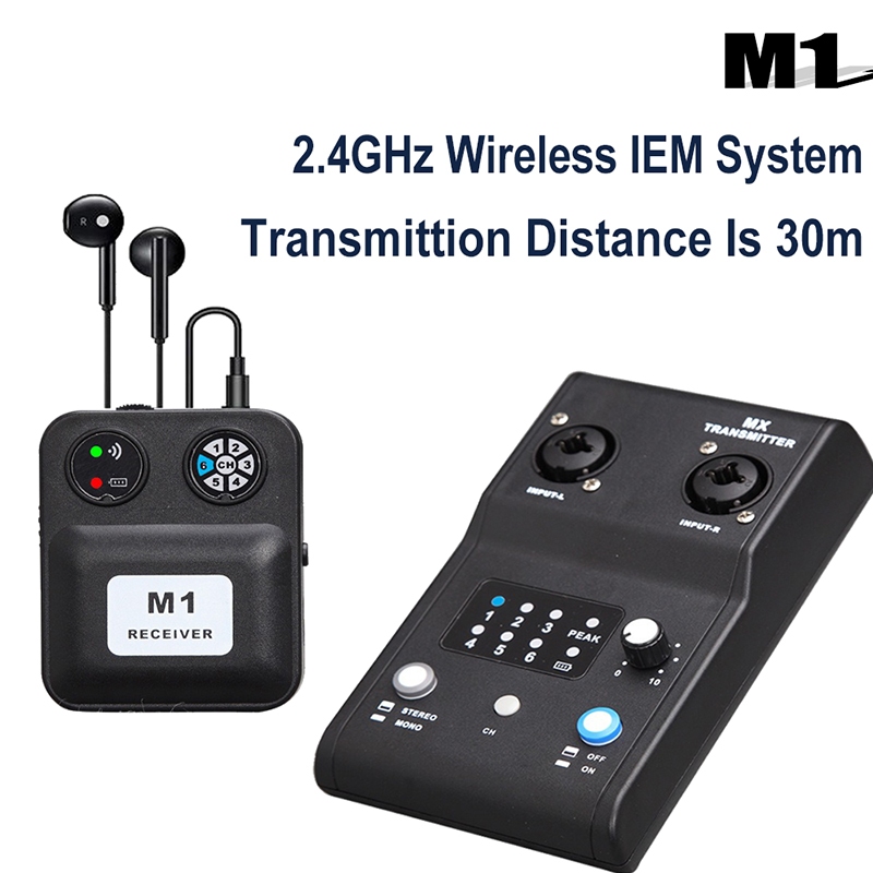 ระบบมอนิเตอร์อินเอียร์ไร้สายสเตอริโอ 2.4G ระบบ IEM ไร้สายพร้อมตัวรับสัญญาณอินพุตเสียง Mono/Stereo OTG/XLR