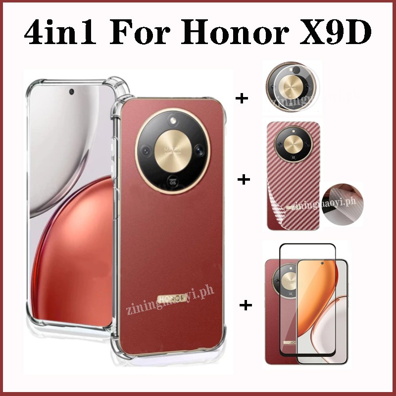 4-in-1 ครบชุดสําหรับ [Honor X9D, X7D,X8C,X8A,X7C,X6B,X6A] - เคสใส+กระจกนิรภัย+เลนส์กล้อง+ฟิล์มกันรอยด้านหลัง,ความคุ้มครองเต็มรูปแบบ