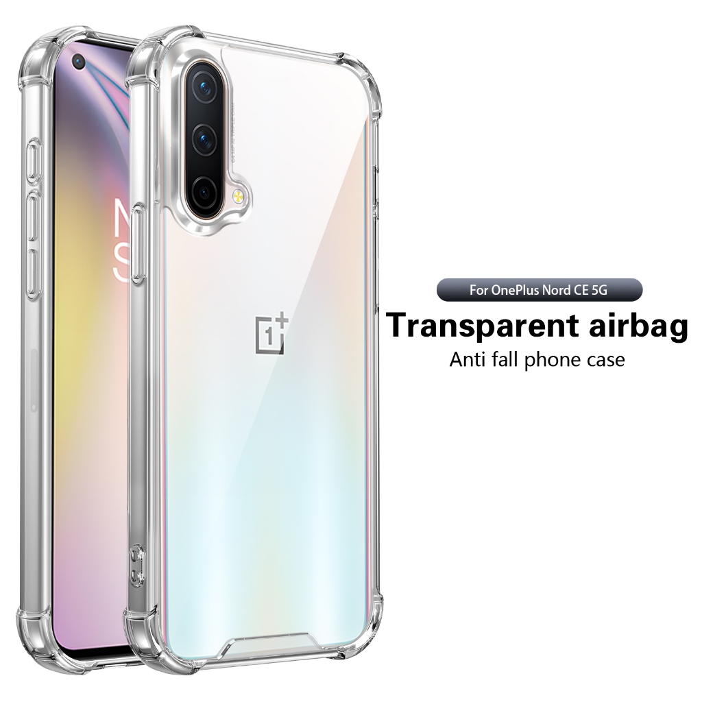 ปลอกสําหรับ OnePlus Nord CE 5G One Plus 1+NordCE EB2101 EB2103 เคสโทรศัพท์อะคริลิคใสเต็มโปร่งใสสี่มุ