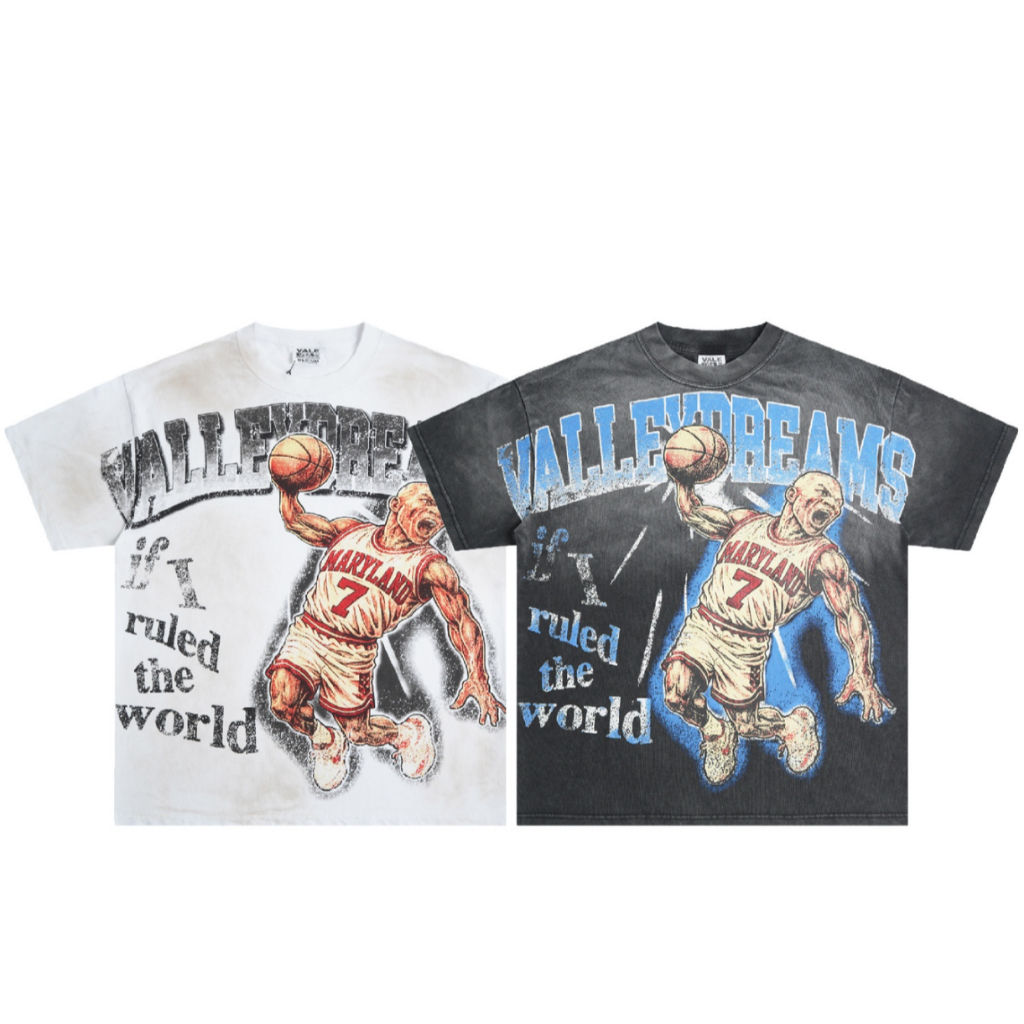 Street Street Street Wear Wash Water Distressed Pure Cotton Street Wear เสื้อยืดแขนสั้น