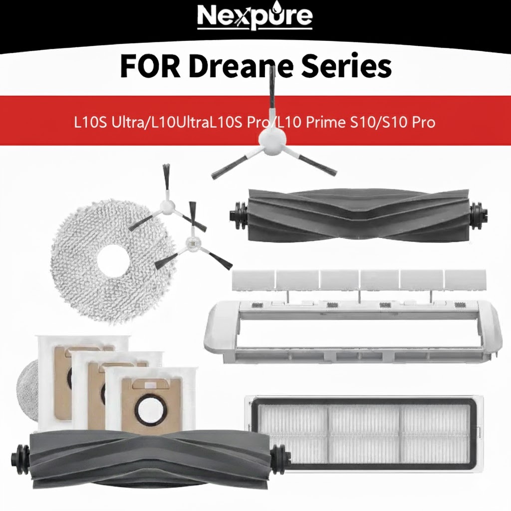 สําหรับ Dreame L10 / L10s Ultra / S10 / S10 Pro / ชุดเปลี่ยน Xiaomi X10+ – แปรงหลักและแปรงด้านข้างและตัวกรอง