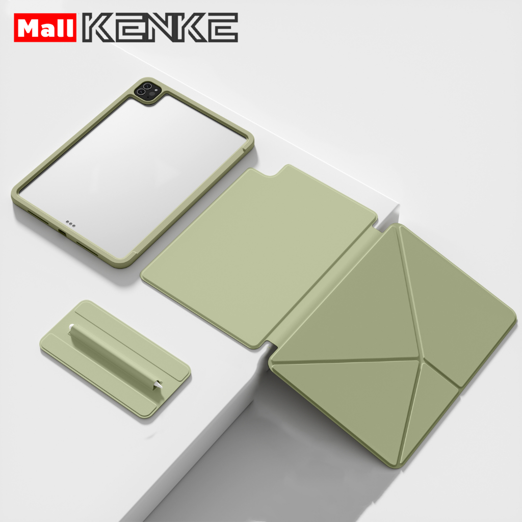 เคส ipad KENKE เคสแท็บเล็ตแม่เหล็กแบบถอดได้，มีขอบป้องกัน，for ipad 2026 Air Pro 11 นิ้ว 2025 Pro 13 inch (M4/M5) Pro 12.9 เคสไอแพด gen10 gen11 A16 gen12 Mini 6 7 A17 Pro case ipad Air 4 5 6 7 (M2/M3) มีถุงดินสอ，เคสแท็บเล็ต