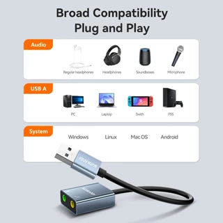 SUNKANDI การ์ดเสียงภายนอก TYPE-C/USB ถึง 3.5 มม.อะแดปเตอร์เสียง 48K/16bit สําหรับแล็ปท็อปพีซี