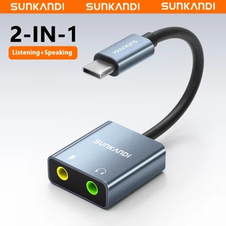 SUNKANDI การ์ดเสียงภายนอก TYPE-C/USB ถึง 3.5 มม.อะแดปเตอร์เสียง 48K/16bit สําหรับแล็ปท็อปพีซี