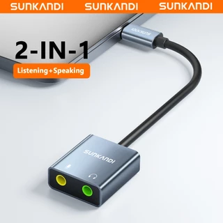 SUNKANDI การ์ดเสียงภายนอก TYPE-C/USB ถึง 3.5 มม.อะแดปเตอร์เสียง 48K/16bit สําหรับแล็ปท็อปพีซี