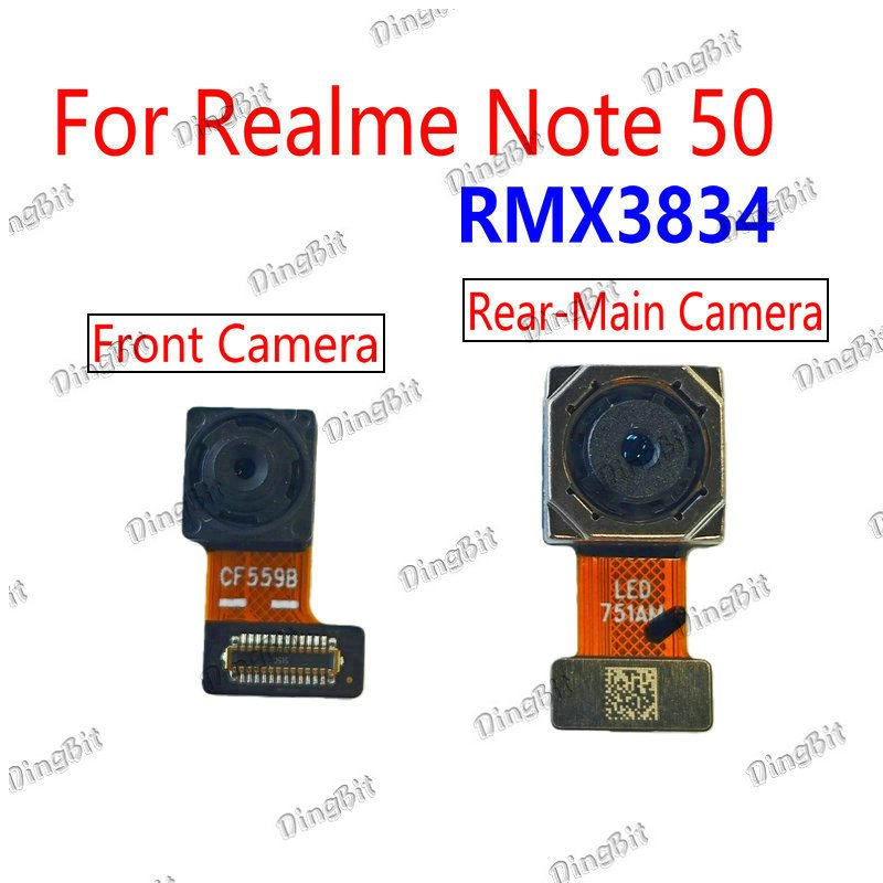 สําหรับRealmeหมายเหตุ50 RMX3834ด้านหน้าFacingกล้องด้านหลังกล้องโมดูลFlex Cableเปลี่ยนชิ้นส่วน