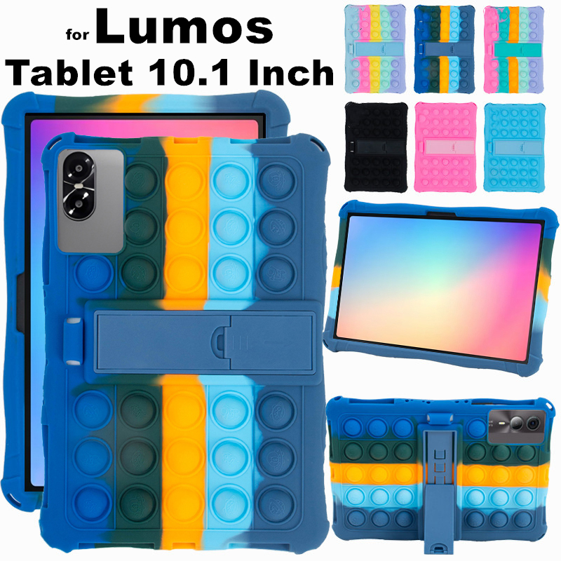 for Lumos Tablet 10.1 Inch Android Tablet Case Ajustable Stand Cover Tablet Soft Silicone Push Bubbl