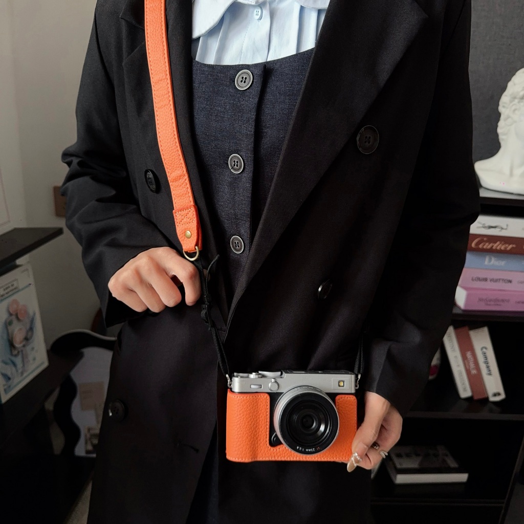 HQ กระเป๋ากล้องหนังสาย Grip สําหรับ Fuji X-E5 พร้อม 23 มม./27 มม. 1:2.8 เลนส์ FUJIFILM XE5