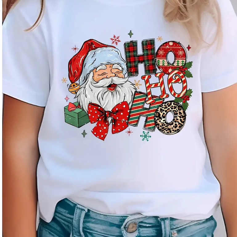 2-10ปี พร้อมส่ง เสื้อยืดเด็กคริสต์มาส สีแดงลายกวางซานต้า ผ้าฝ้ายบริสุทธิ์ Unisex - รูปที่ 4