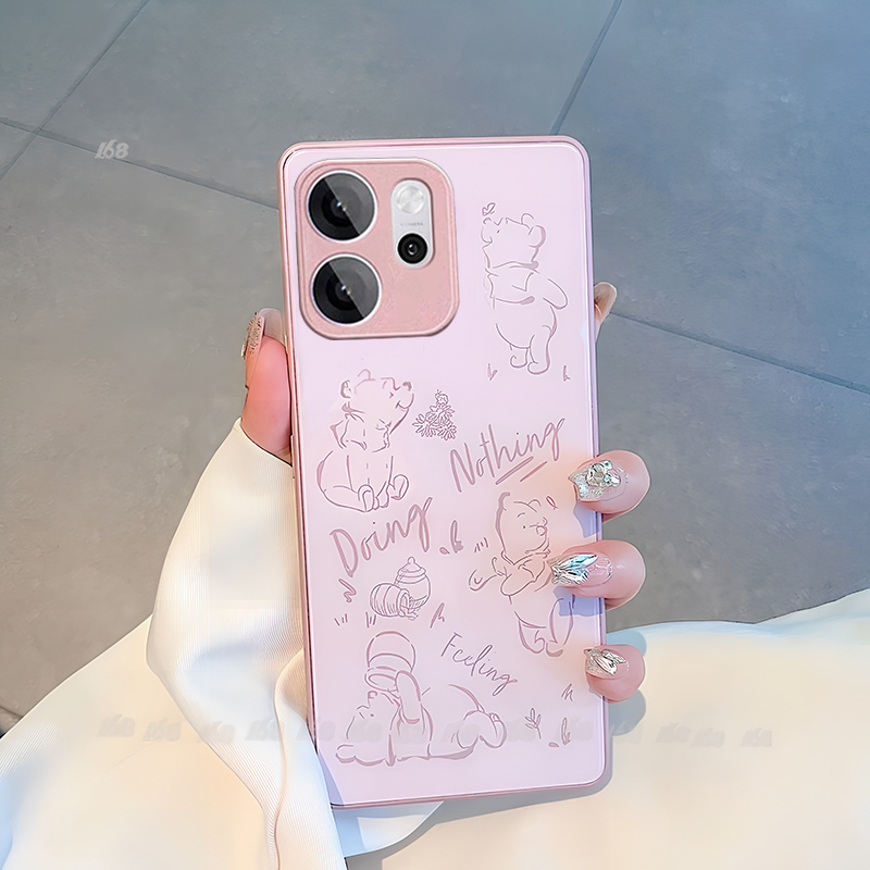 เคส OPPO Reno 14 14F 13 13F 12 Reno11F Reno11 Reno10 5G เคส OPPO Reno 14 13 12 11 10 Pro 5G เคสการ์ตูน winnie the Pooh วินนี่เดอะพูห์ เคสกันกระแทกพร้อมตัวป้องกันกล้องโทรศัพท์แก้วเหลวหรูหราสําหรับเด็กผู้หญิงนักเรียนผู้หญิงผู้หญิง