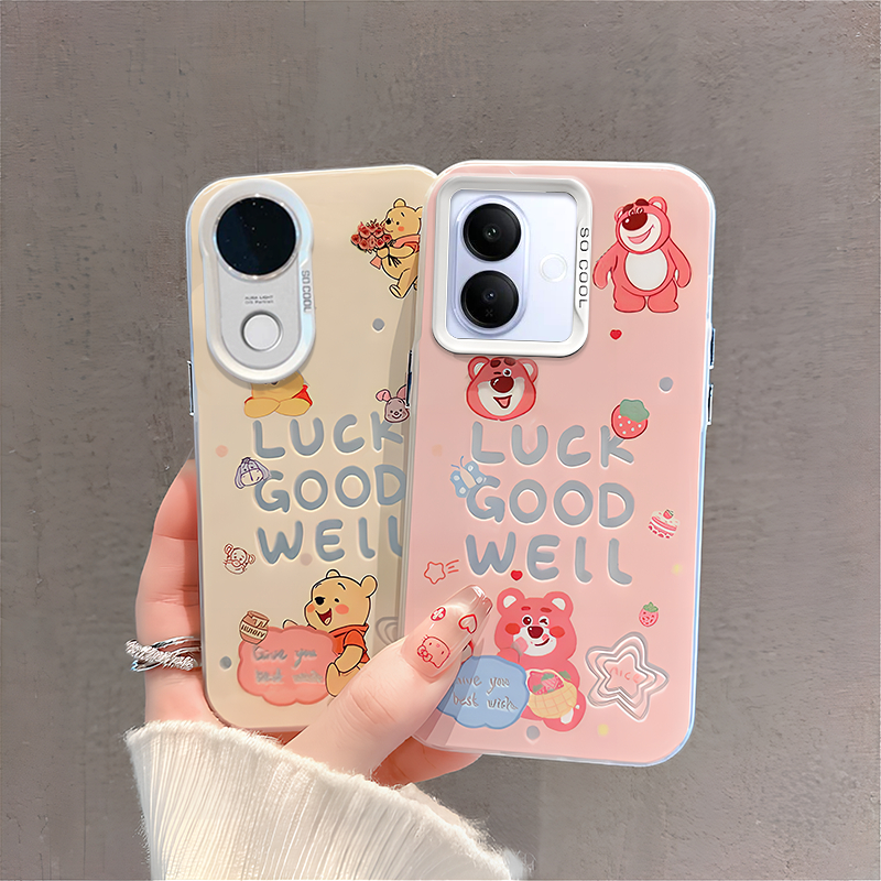 เคส Vivo V60 V50 V40 Y200 5G เคส Vivo V50 V60 Lite V40 Pro เคสน่ารักการ์ตูนวินนี่หมีพูห์หมีล็อตโซแบร์winnie The Pooh Lotso Bear เคสโทรศัพท์กันกระแทกพร้อมสายโทรศัพท์ซิลิโคนนุ่มขอบด้านแข็งสําหรับนักเรียนหญิง