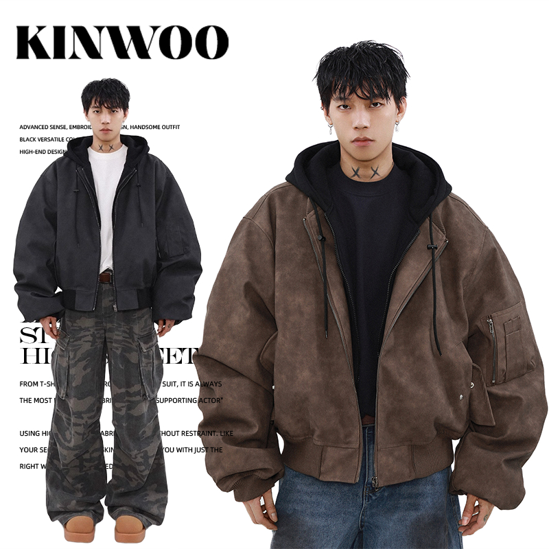 KINWOOของดีต้องชม! เสื้อเบสบอลย้อนยุค 2 ตัวปลอม ใส่สบาย ใส่ฮู้ดได้✅ สำหรับผู้ชายและผู้หญิง เอาไปใส่คู่กันก็สวย ชุดสวยๆ สำหรับใส่ทุกวัน