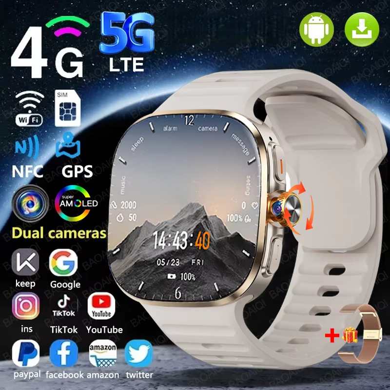 4G เครือข่ายเต็มรูปแบบ 5G สมาร์ทนาฬิกา 8GB + 128GB RAM 2.40 นิ้วหน้าจอขนาดใหญ่ HD Video Call 2100mAh