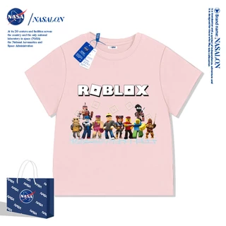 NASA เสื้อยืดเด็ก Roblox แขนสั้น ผ้าฝ้าย 100% เสื้อยืดเด็กผู้ชาย นุ่มสบาย ระบายอากาศดี คุณภาพดี