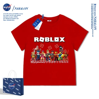 NASA เสื้อยืดเด็ก Roblox แขนสั้น ผ้าฝ้าย 100% เสื้อยืดเด็กผู้ชาย นุ่มสบาย ระบายอากาศดี คุณภาพดี