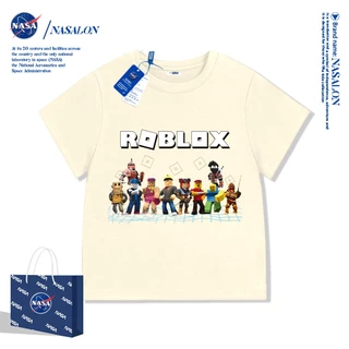 NASA เสื้อยืดเด็ก Roblox แขนสั้น ผ้าฝ้าย 100% เสื้อยืดเด็กผู้ชาย นุ่มสบาย ระบายอากาศดี คุณภาพดี