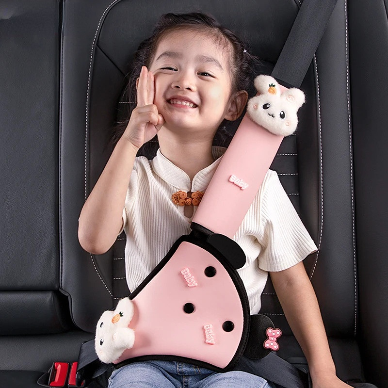 รถเด็ก Safery เข็มขัดไหล่ Belly Adjustment Protection Pad สีชมพู Anti-คอ Abdomen Seatbelt Limiter สํ
