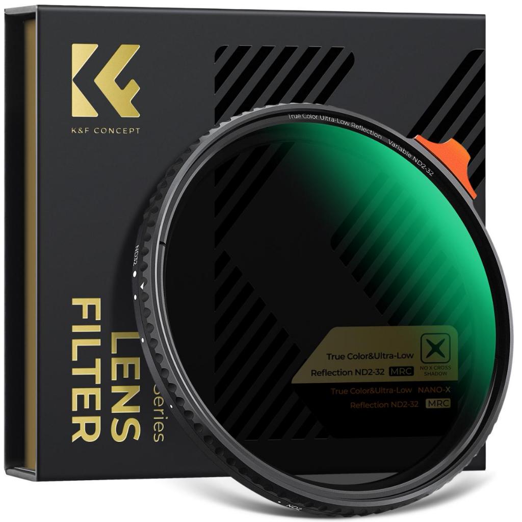 K&F Concept True Color & Ultra-Low Reflection Variable ND Lens Filter, ND2-32 (1-5 Stops) HD ปรับ Neutral Density Filter พร้อมเคลือบหลายชั้น 28 สําหรับเลนส์กล้อง Nano-X
