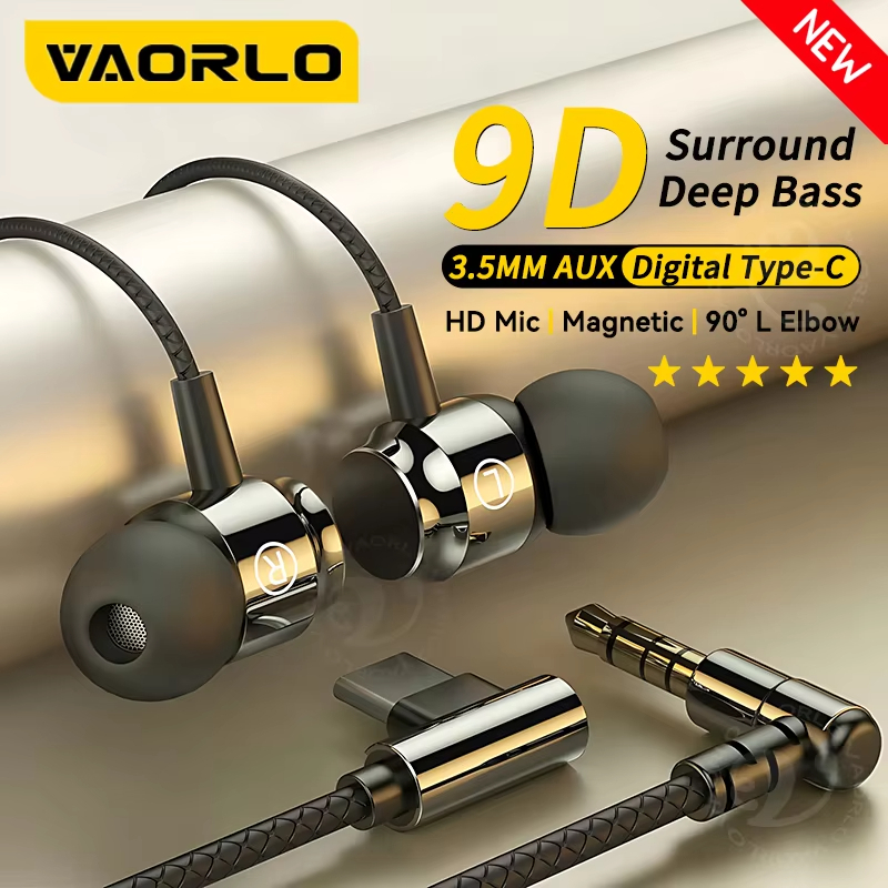 2 ชิ้นโลหะแม่เหล็กหูฟังสําหรับเล่นเกม Type-C/3.5 มม.AUX 9D รอบทิศทาง HIFI เบสหนักแน่นชุดหูฟังเพลงสําหรับ Samsung Android