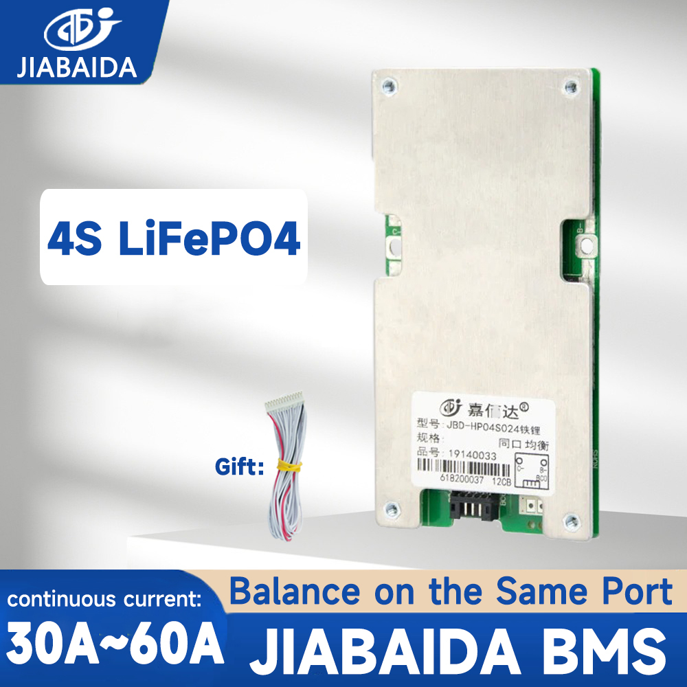 JIABAIDA BMS 4S 12V Lifepo4 3.2V 60A 40A 30A ป้องกันบอร์ด Common Port Balance NTC JBD BMS