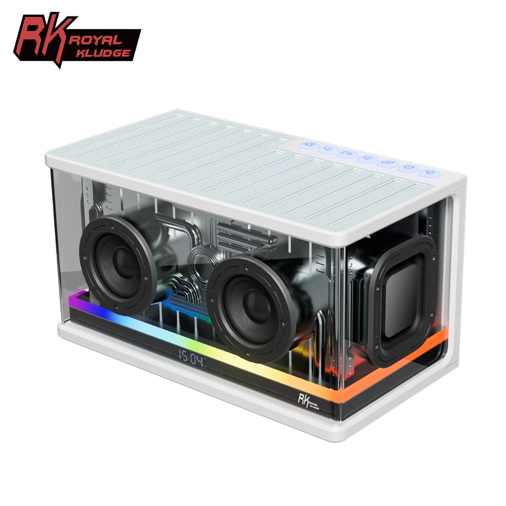 Royal Kludge RK SH100 ปุ่มมัลติฟังก์ชั่น RGB สีขาว Tws ลําโพงบลูทูธสี่โหมด
