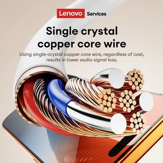 Lenovo YF02 หูฟังแบบมีสายและหูฟังกึ่งอินเอียร์พร้อมไดรเวอร์เบส 13 มม. และไมโครโฟน HD พร้อมสายเคเบิลฟรี Tangled