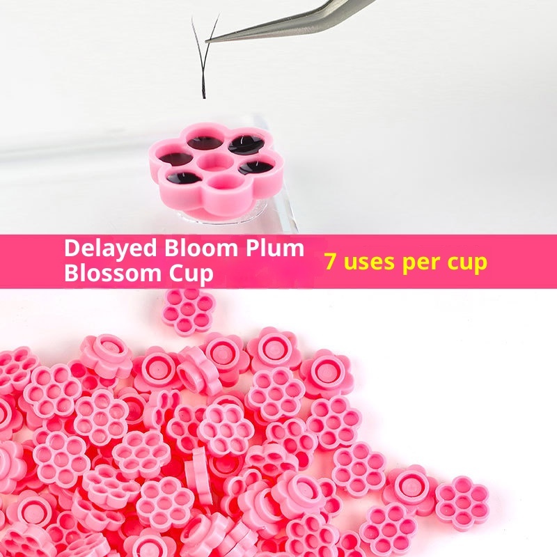 100pcsGrafting Eyelash Honeycomb ถ้วยปลูกขนตาปลอมกาว Delay ถ้วยความงามขนตา Plum Blossom ถ้วยความงามขนตายึดกาวตาราง