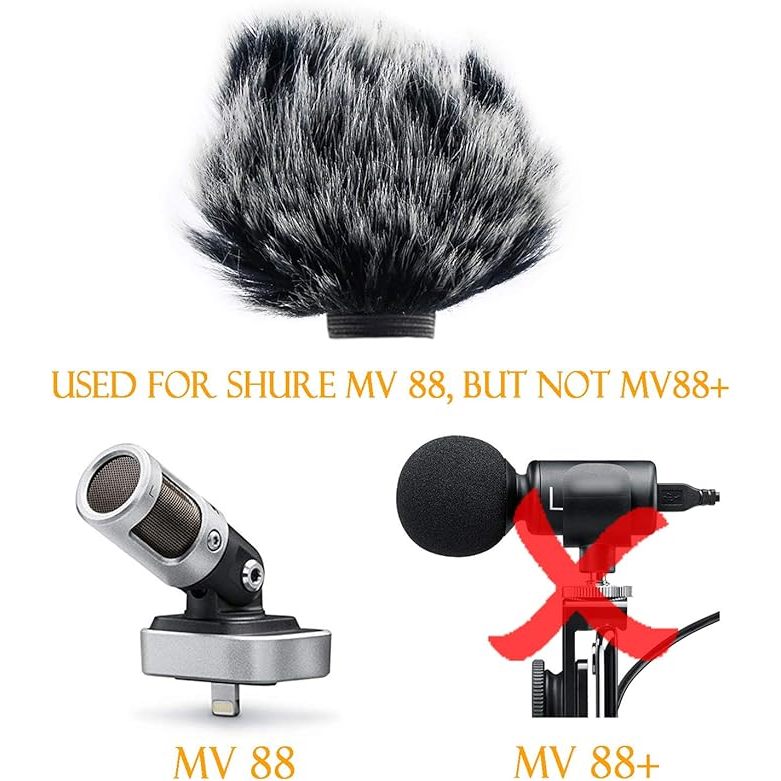 ไมโครโฟน Furry Windjammer สําหรับ MV88 - Custom Pop Filter Windshield Wind Jammer ใช้งานร่วมกับ Shur