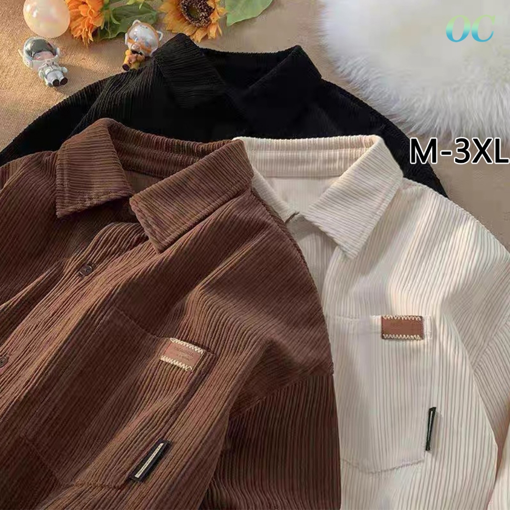 เสื้อแจ็คเก็ตผ้าลูกฟูกสำหรับผู้ชาย ออกแบบมาเพื่อกันลมและทนทาน มีดีไซน์ทันสมัย เหมาะสำหรับสวมใส่อย่างลำลอง