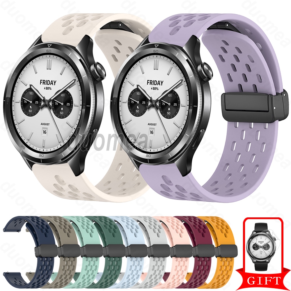 สายรัดซิลิโคนหัวเข็มขัดแม่เหล็กอุปกรณ์เสริมสร้อยข้อมือสําหรับ Xiaomi Watch S5 / S4 / S3 / 2 Pro / S1 Active / S1 Pro / Mi Watch