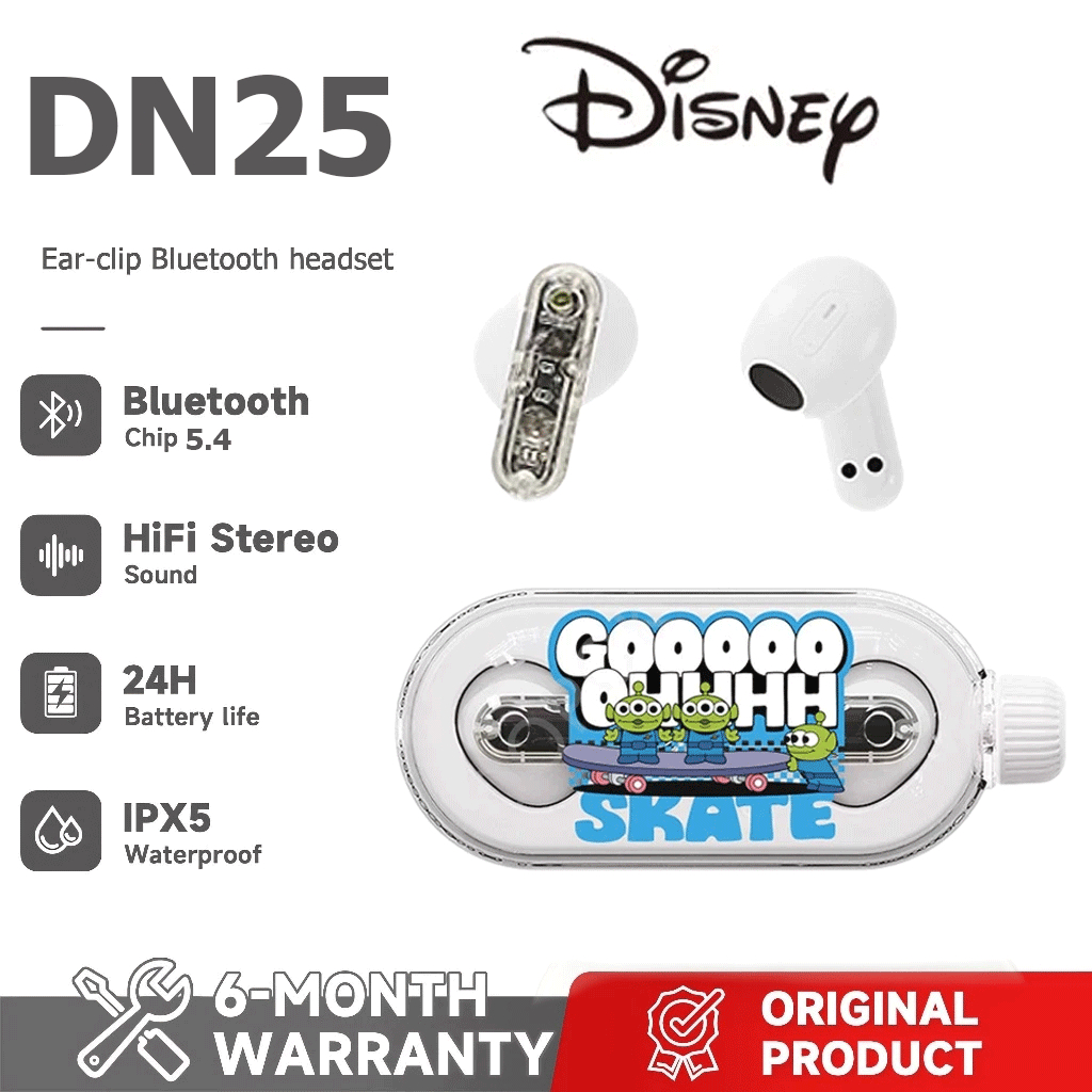 หูฟังบลูทูธ DN25 ใหม่ของ Disney ไร้สายดีไซน์หมีสตรอเบอร์รี่สามตาสุดน่ารักจาก Winnie the Pooh Bluetooth 5.4