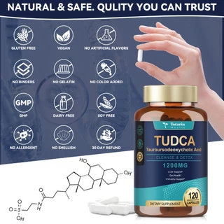 Totaria Tudca อาหารเสริมตับเกลือน้ําดีที่แข็งแกร่งรองรับตับดีท็อกซ์และทําความสะอาดตับและถุงน้ําดีสูตรสุขภาพ
