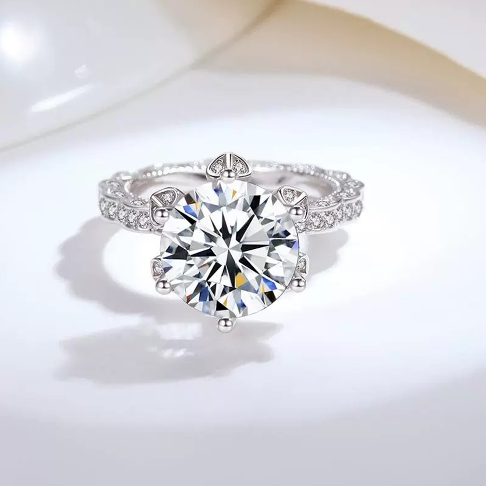 5 กะรัตน้ําผึ้งเกล็ดหิมะ Bud Moissanite แหวน S925 มาตรฐานสากลเงินสเตอร์ลิง Gold-Plated แหวนหญิงคุณภา