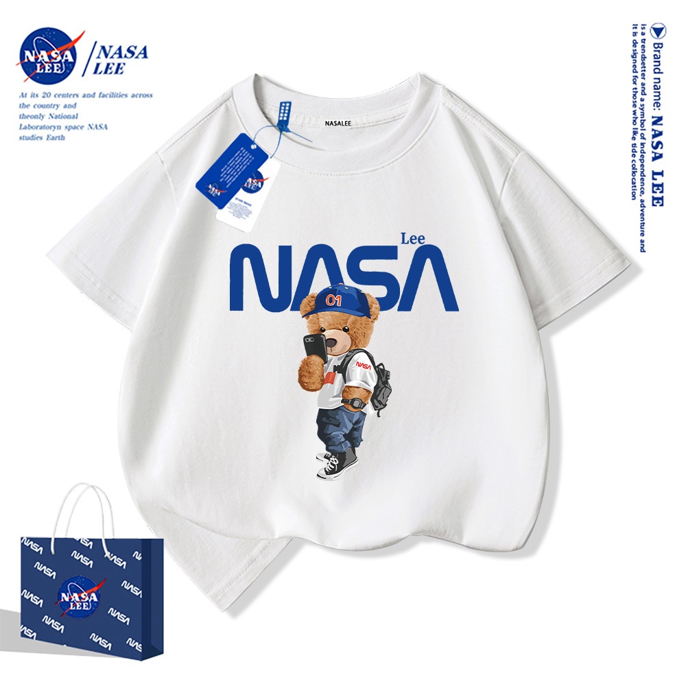 2025สินค้าใหม่! เสื้อยืดแขนสั้นสำหรับเด็ก NASA สบายและนุ่ม ผ้าฝ้ายแท้ 100% เสื้อเด็ก เด็กชาย