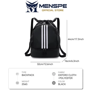 MENSPE กระเป๋าเป้สะพายหลังแบบมีเชือกผูกสำหรับเล่นกีฬา Unisex พกพาได้ พับได้ กันน้ำ ความจุขนาดใหญ่ กระเป๋าเป้สะพายหลังแบบมีช่องใส่รองเท้าอิสระ