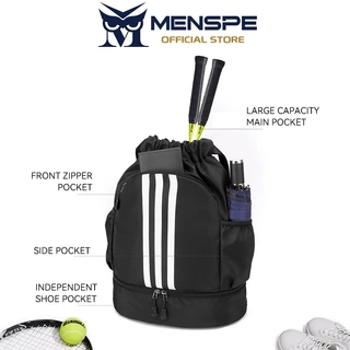 MENSPE กระเป๋าเป้สะพายหลังแบบมีเชือกผูกสำหรับเล่นกีฬา Unisex พกพาได้ พับได้ กันน้ำ ความจุขนาดใหญ่ กระเป๋าเป้สะพายหลังแบบมีช่องใส่รองเท้าอิสระ