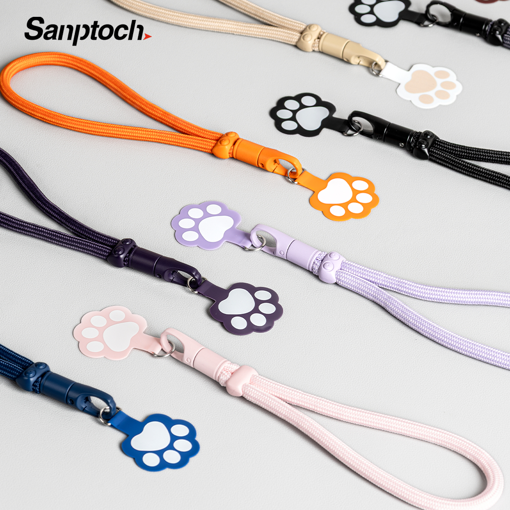 Sanptoch แมวน่ารัก Paw ไนลอนสานโทรศัพท์ Lanyard สายรัดข้อมือ Anti-loss เชือกเส้นเล็กสั้นสําหรับโทรศัพท์มือถือ Universal ปรับหัวเข็มขัด Anti-theft ทนทานการ์ตูนสายคล้องโทรศัพท์