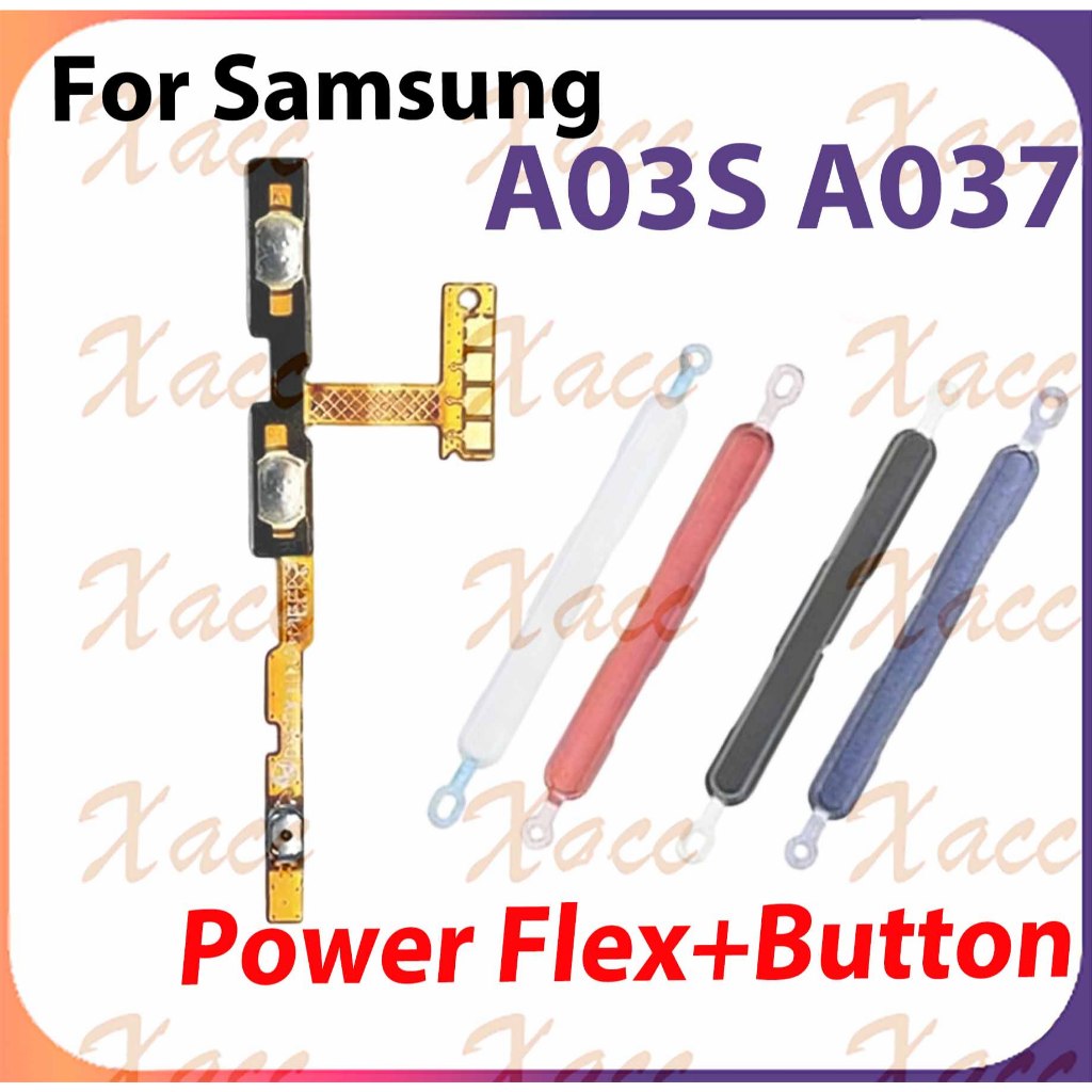 สําหรับ Samsung Galaxy A03S A037 ปุ่มปรับระดับเสียงไฟ Flex Cable พร้อม ON OFF ด้านข้าง Key Output Ribbon Repair Part เปลี่ยนการติดตั้งโทรศัพท์