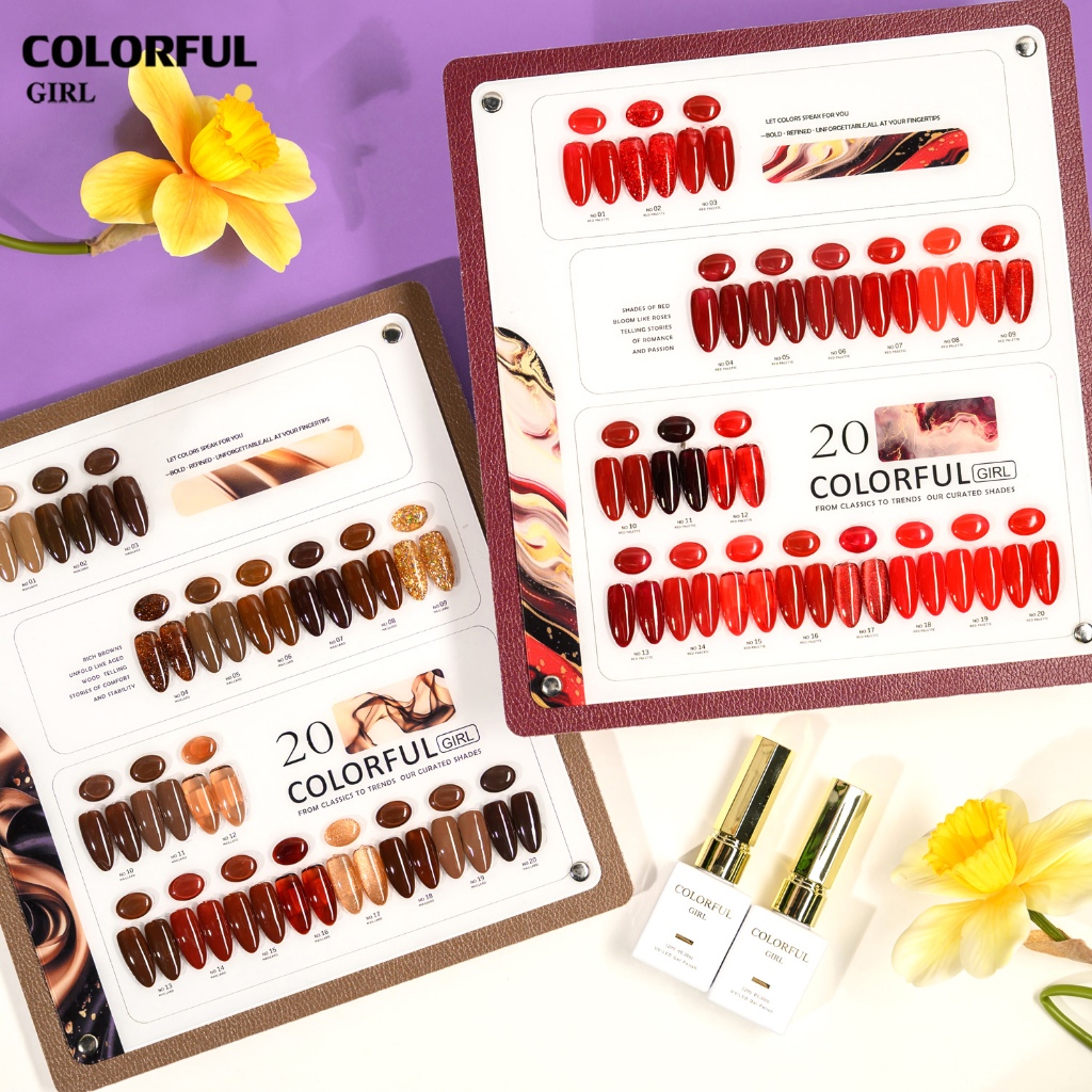 【พร้อมส่ง】💅 Colorful Girl 20 สีเจลสุดหรู✨ โทนน้ำตาล / โทนแดง รวมเจลแคทอาย เนื้อใส กลิตเตอร์ วิ้งละเอียด แวววาวสวยหรูทุกมุมมอง 💎